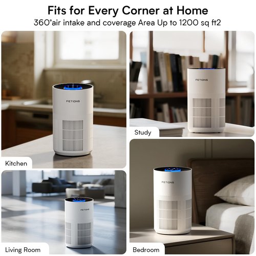 Air Purifiers for Bedroom Home up to 1200Ft², Small Air Purifier for Bedroom, H14 HEPA Air Purifiers for Home Pets,with Sleep Mode, 3 Speeds, Timer, Aroma Function