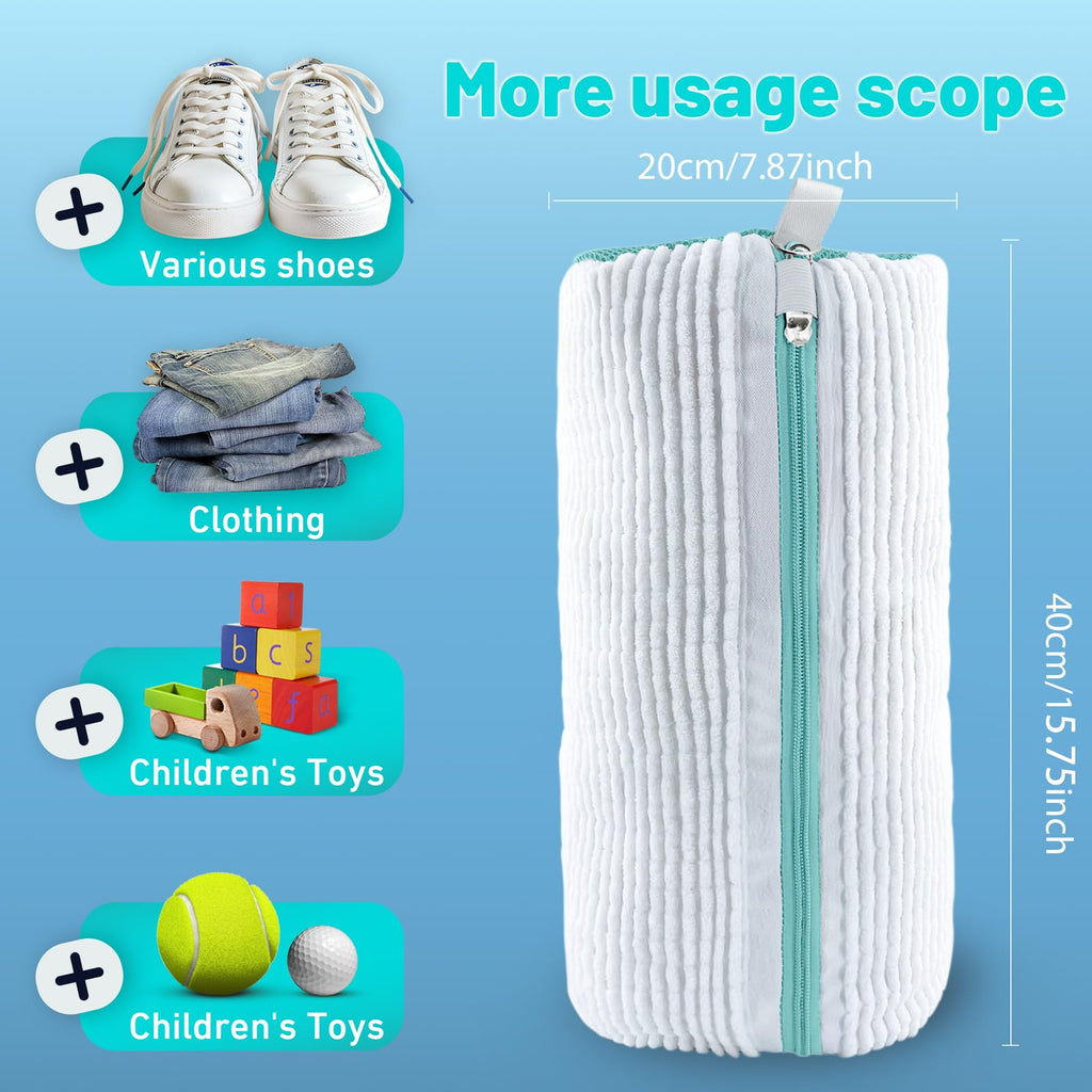 XXL Shoe Washing Machine Bag, Laundry Shoe Bag for Washer and Dryer, Laundry Shoe Bag Protect Sneaker, Running Shoes, Bras, Delicates and Toys, Includes 2 Shoes (White 1 Pack)