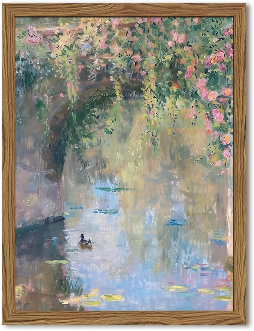 Monet | Framed Vintage Canvas Wall Art - Floral Landscape Decor for Living Room & Bedroom | 16x24 Inch