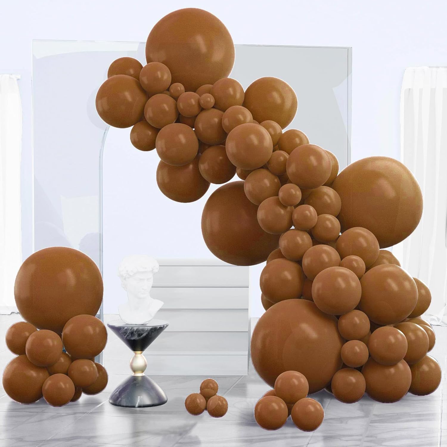 PartyWoo Brown Balloons - 140-Piece Arch Kit for Baby Showers & Birthdays | Various Sizes 5-18 Inches