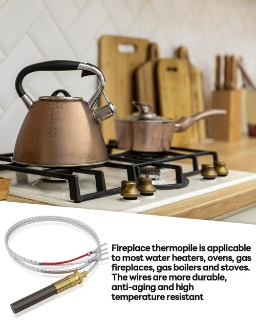 Aecsze 24" Thermopile 750mV Thermocouple Generator Q313A 071515 for Gas Water Heater/Fireplace/Gas Fryer/Oven, 750 Millivolt Aluminum Thermopile Replacement Part