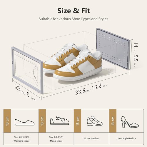 Kuject Shoe Storage Box - Large Stackable Organizer for Closet | Space-Saving Grey 12-Pack
