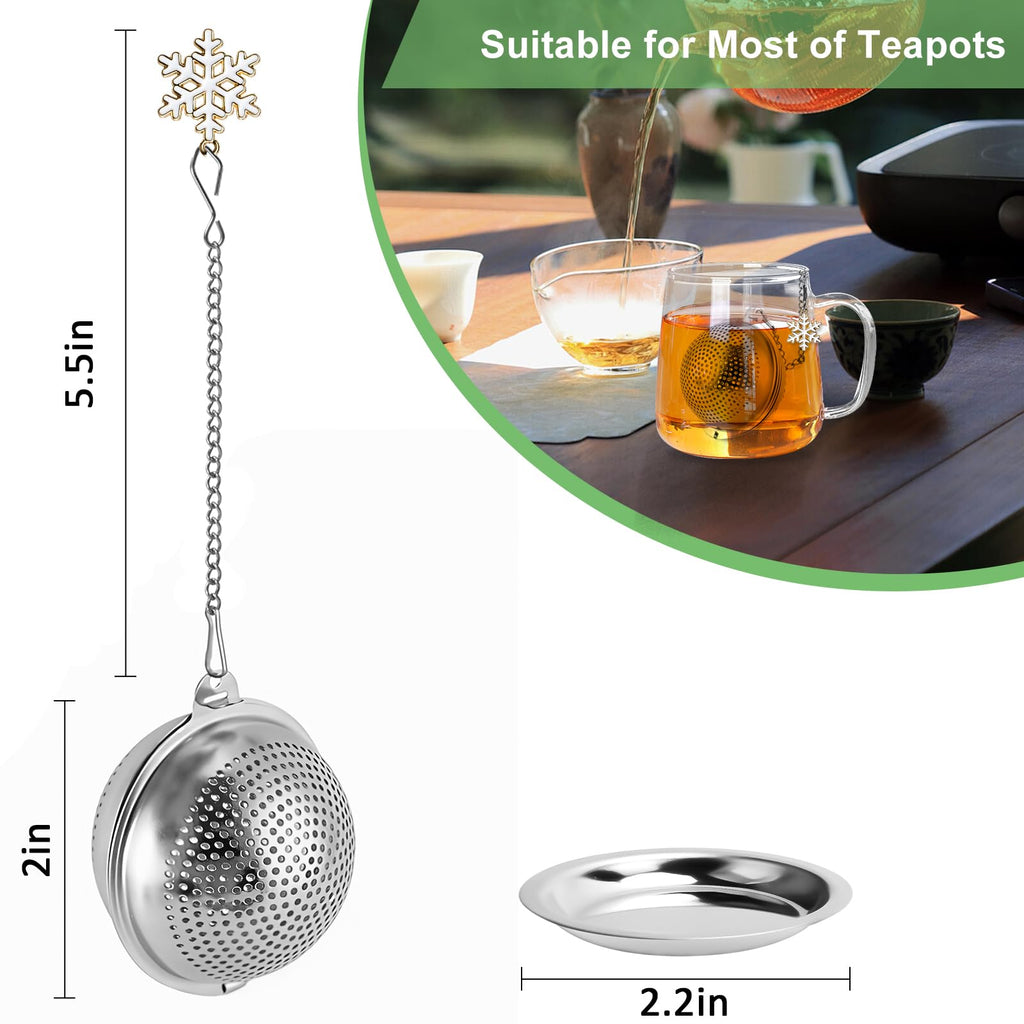 Numola 2Pcs Tea Ball Infuser - Locking Clasp Tea Strainer with Chain, Food Grade 304 Stainless Steel Loose Leaf Tea Steeper for Herbal/Green/Black Tea - Reusable Tea Infuser for Home, Office & Travel