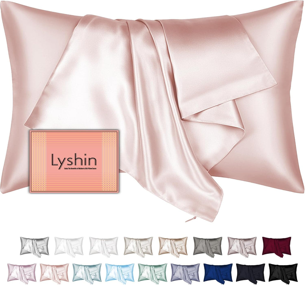 Skiennix Silk Pillowcases - King Size Mulberry Silk for Hair & Skin | Soft Coral Pink with Hidden Zipper