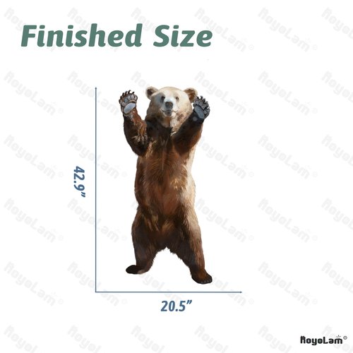 RoyoLam Standing Brown Bear Wall Decal Nursery Animal Wall Sticker Removable Peel and Stick Waterproof Wall Art Decor Stickers for Kids Baby Classroom Living Room Playing Room Bedroom