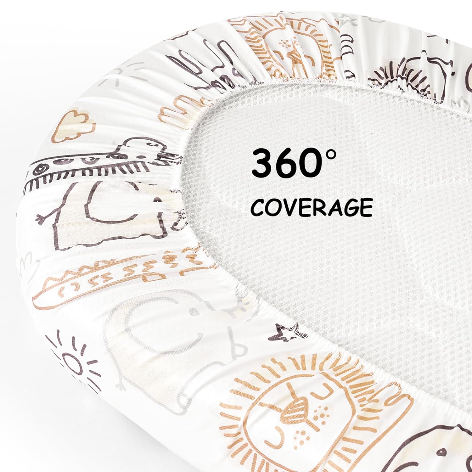 Yoofoss Bassinet Sheets - 3-Pack Fitted Set for Halo Bassinest & Baby Delight | Soft, Breathable, Brown & Animal Prints