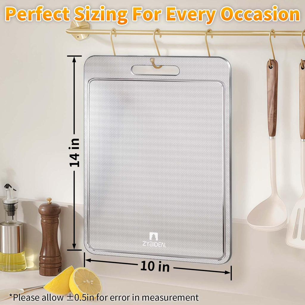 100% Pure Titanium Cutting Board with Groove, Scratch Resistant Chopping Board with Non-slip Pad for Kitchen, Titanium Cutting Boards for Vegetables and Meat, Dishwasher safe