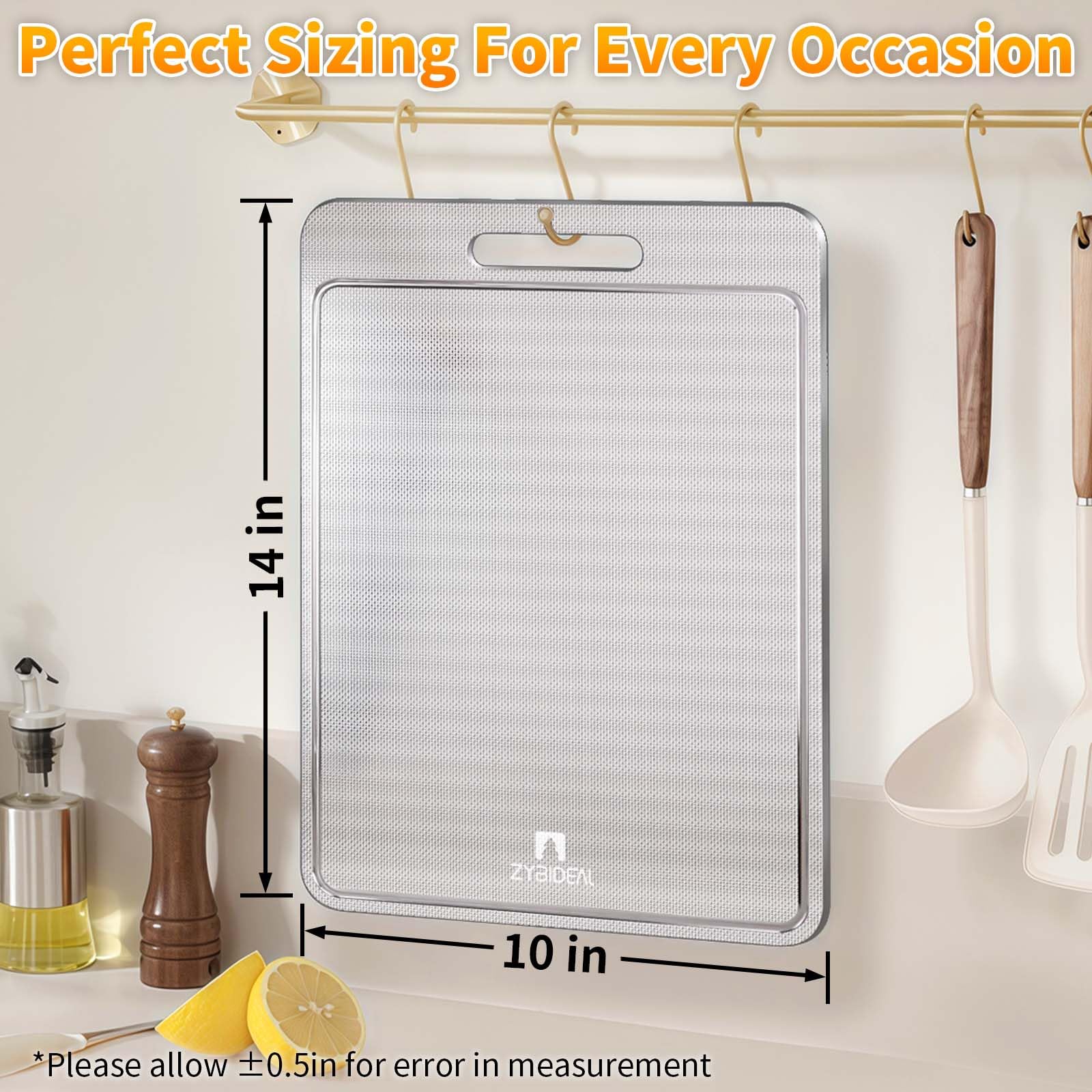100% Pure Titanium Cutting Board with Groove, Scratch Resistant Chopping Board with Non-slip Pad for Kitchen, Titanium Cutting Boards for Vegetables and Meat, Dishwasher safe