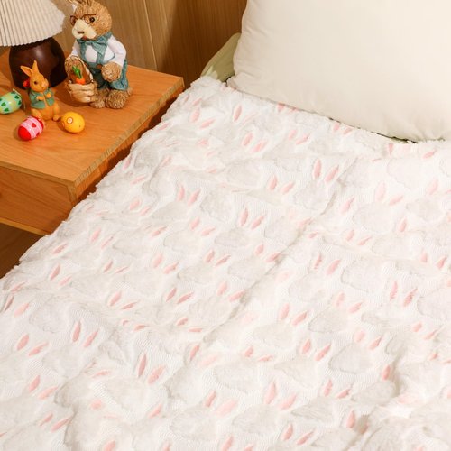 Gilprop Easter Blanket Throw Pink Bunny Ears White Rabbit Harvest Soft Fuzzy Plush Faux Fur Cozy Blankets for Couch Sofa Bed Lounging Ideal Gifts for Holiday Adults Wife Self 50 x 60 Inches