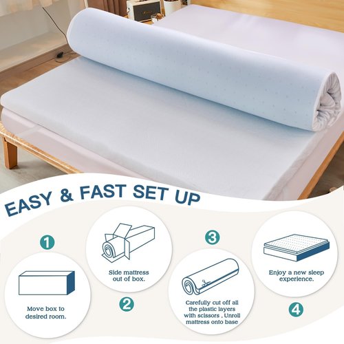 Airensky 2 Inch Memory Foam Mattress Topper, Cooling Gel Infused High Density King (76"x80") Topper with Removable Skin-Friendly Cover, Bed Topper for Pressure Relief Back Pain, CertiPUR-US Certified