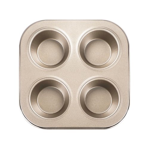 EKDJKK 4-Hole Muffin Pan, Bakeware Non-stick Cupcake Baking Pan Mini Pie Pans, Heavy Duty Carbon Steel Muffin Tray Standard Baking Mold Pan for Oven Baking
