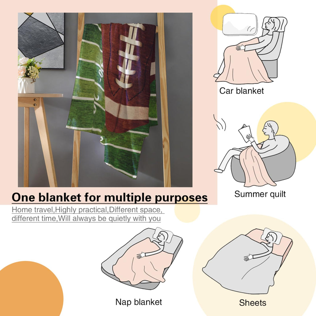 Football Blanket Soft Warm Throw Blanket for Couch Lightweight Cozy Bed Blankets & Throws for Living Room Decor Gifts for Kids 50"x40"