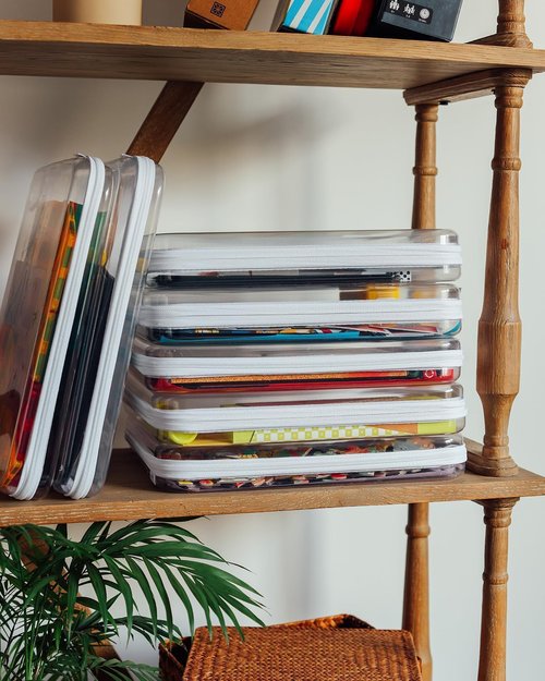 CoiiJoii Board Game Storage - Extra Large Clear Hard Shell Case with Zipper | 3-Pack Organizer for Puzzles & Crafts