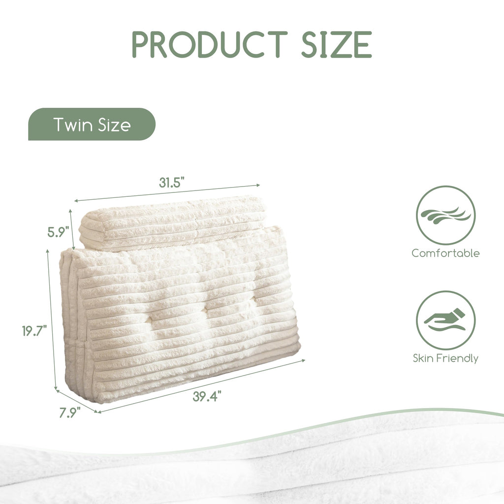 HIGOGOGO Triangular Headboard Wedge Pillow with a Cylindrical Pillow and Memory Foam Filling, Daybed Pillows for Sitting up, Reading or Working with Removable Cover,Twin 39.4"x19.7"