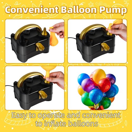 Bezente Rainbow Latex Balloons - 100 Pack Assorted Colors with Electric Balloon Pump