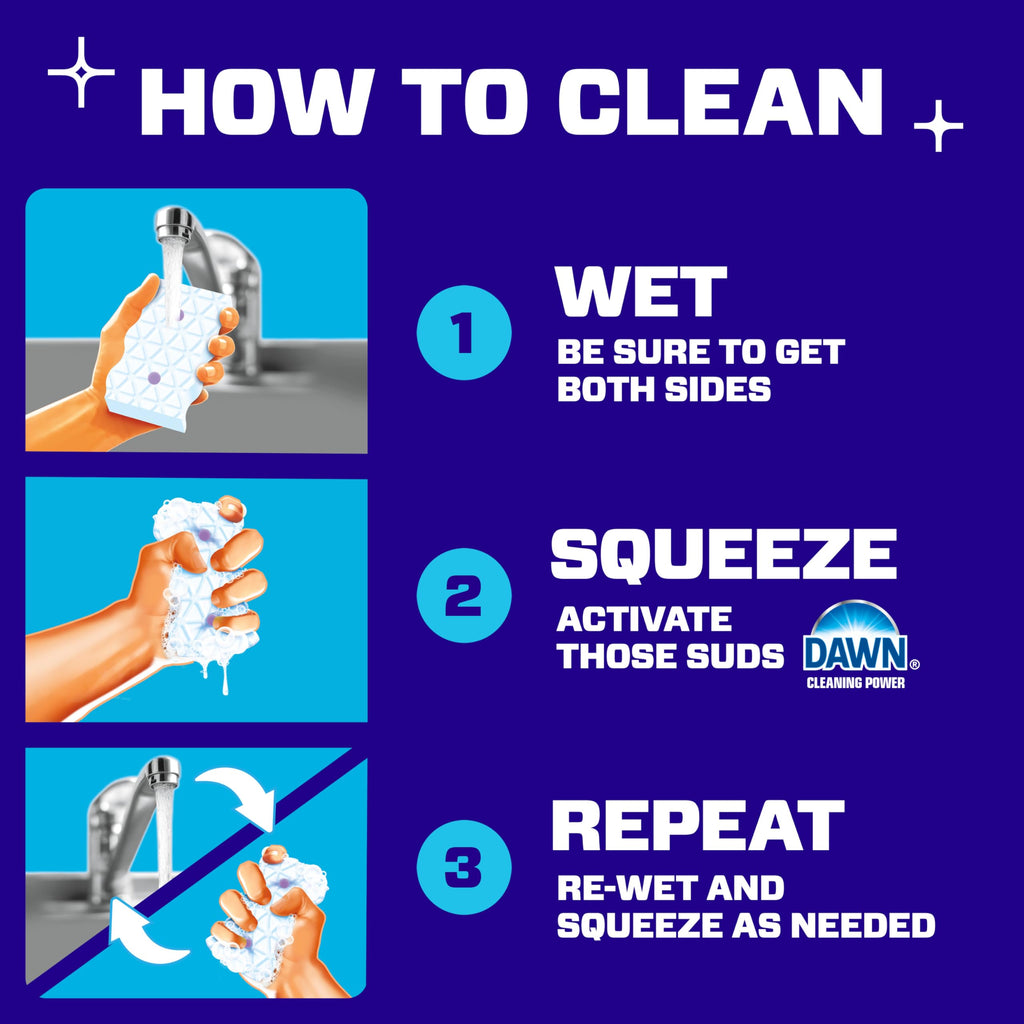 Mr. Clean Magic Eraser Sponge, Bathroom Cleaner, Shower Cleaner, Tub Cleaner, Soap Scum Remover, Bathroom Cleaning Supplies, Dawn Cleaning Power with Febreze Lavender Scent, 2 in 1 Bath, 7ct