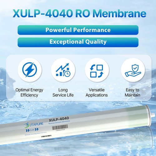 JTAPURE XULP 4040 RO Membrane, Extra Low Pressure 4 x 40 inch Reverse Osmosis Filter, 2600 GPD High Flow at 100 PSI, 99% Stable Rejection, Ideal for Groundwater, Well water & Tap Water Systems