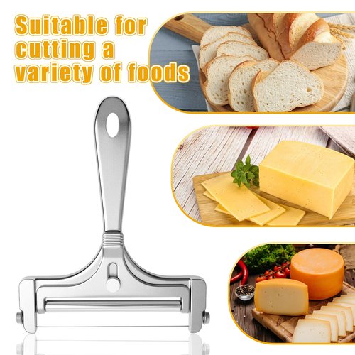 Stainless Steel Wire Cheese Slicer With 4 Extra Wires Adjustable Thickness, Handheld Cheese Cutter Butter Block Cutter for Cheddar, Gruyere, Raclette, Mozzarella Kitchen Slicing Tools