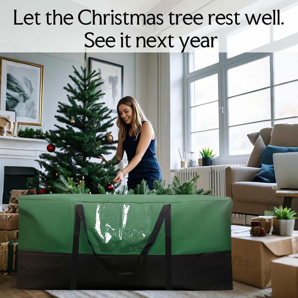 Skiennix Christmas Tree Storage Bag - Fits Up to 10 Ft Tall Trees | Heavy-Duty 600D Oxford Material with Reinforced Handles & Dual Zipper