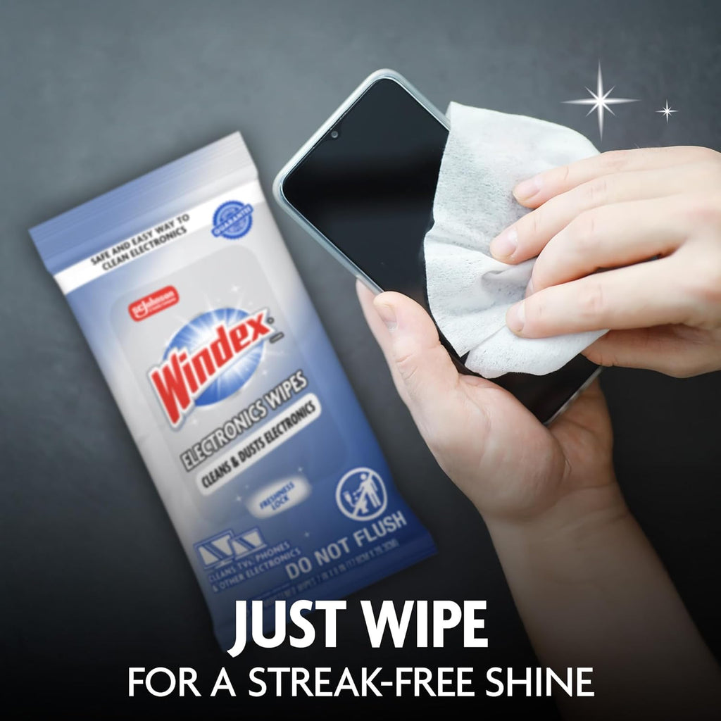 Windex Electronic Cleaning Wipes - Pre-Moistened Screen Wipes for TVs & Phones | Resealable, 25 Count (Pack of 3)