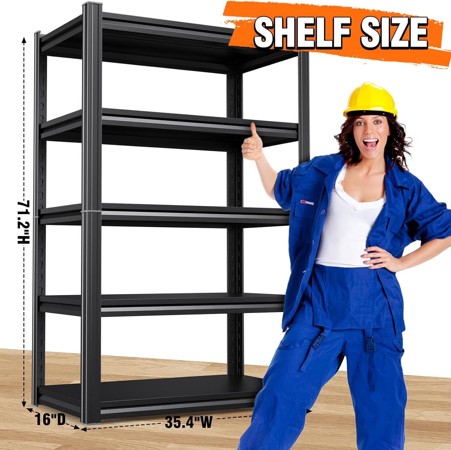 Skiennix Metal Garage Shelving - 2500LBS Capacity, 5-Tier Adjustable Heavy-Duty Storage Unit | 71" H x 35" W x 16" D