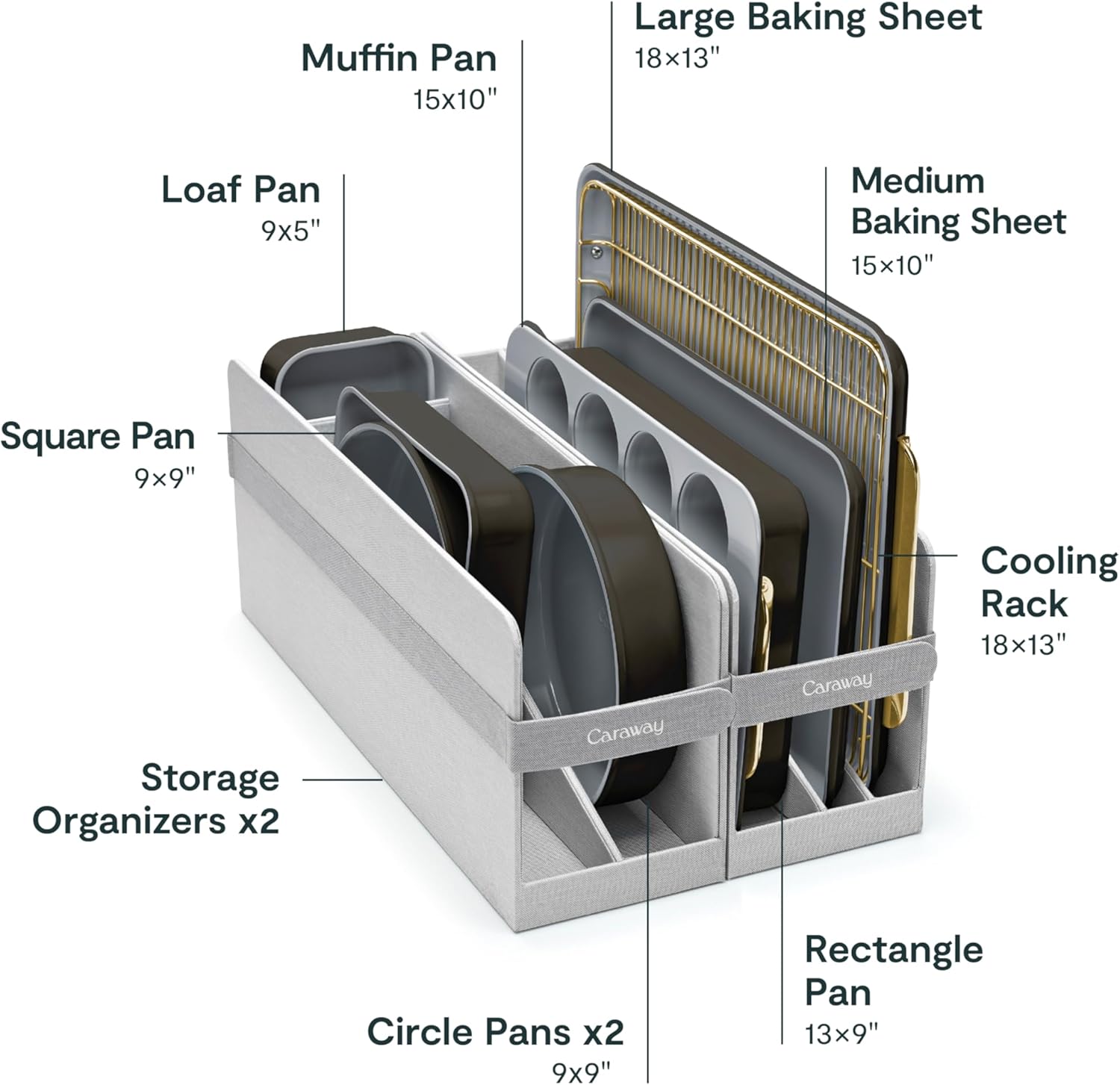 Caraway Nonstick Ceramic Bakeware Set - 11 Pieces with Baking Sheets, Pans & Cooling Rack - Non-Toxic, PTFE & PFOA Free - Black