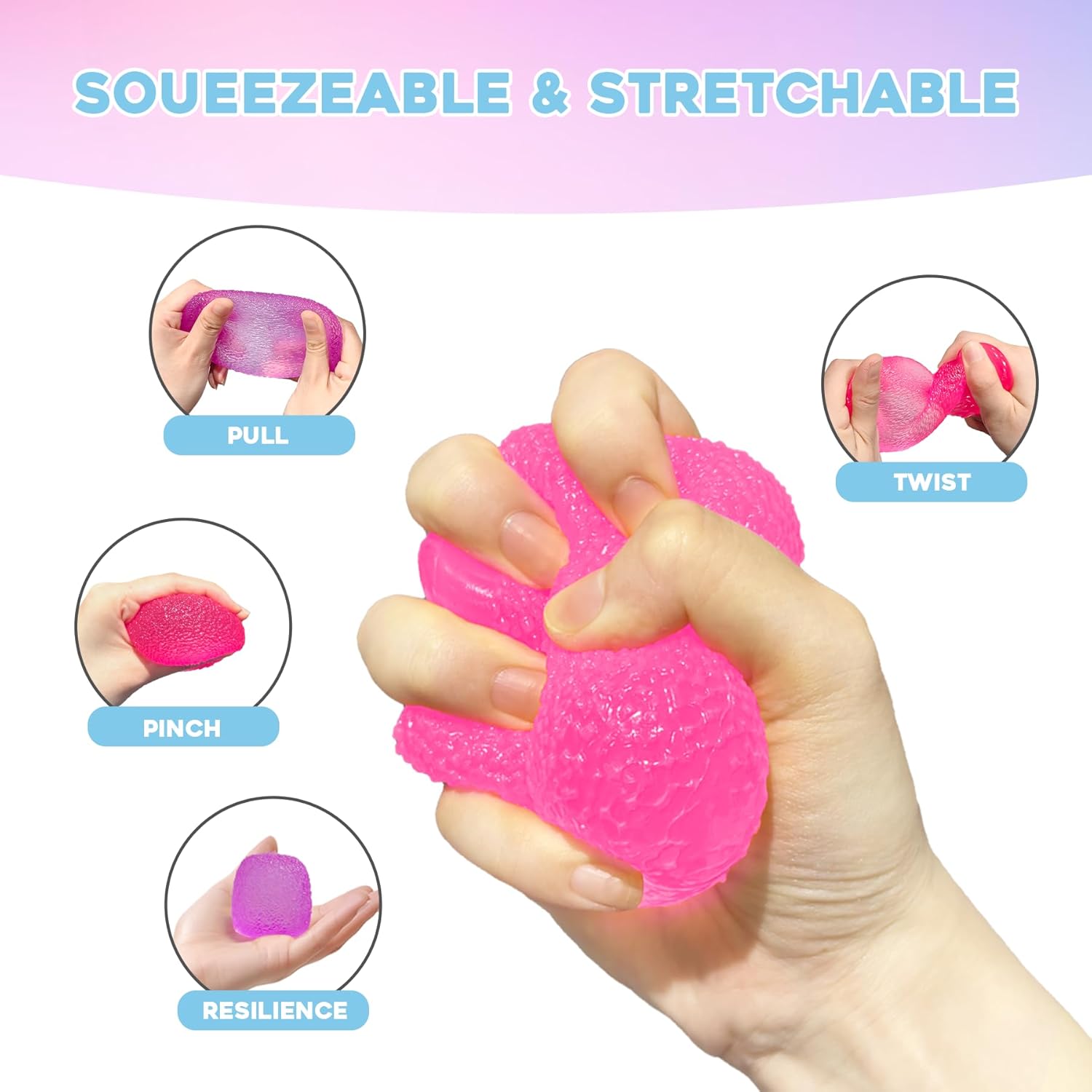 Skiennix Squishy Fidget Toy - Super Solid Squeeze Ball for Stress Relief | Pink Color, Ideal for Kids & Adults