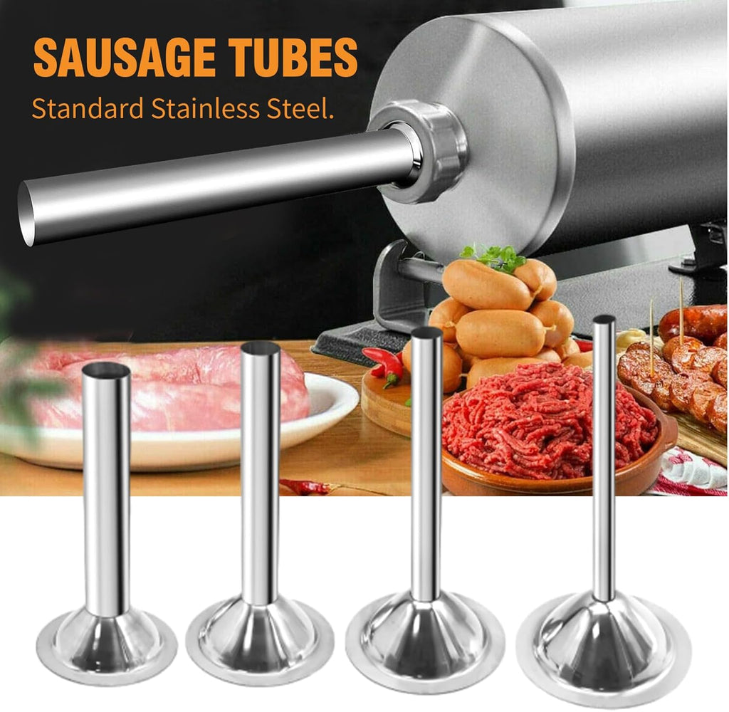 Saihisday Sausage Stuffing Tubes - 4Pcs Stainless Steel Nozzles for #32 Meat Grinder | 5/4”, 1”, 3/4”, 1/2” Openings