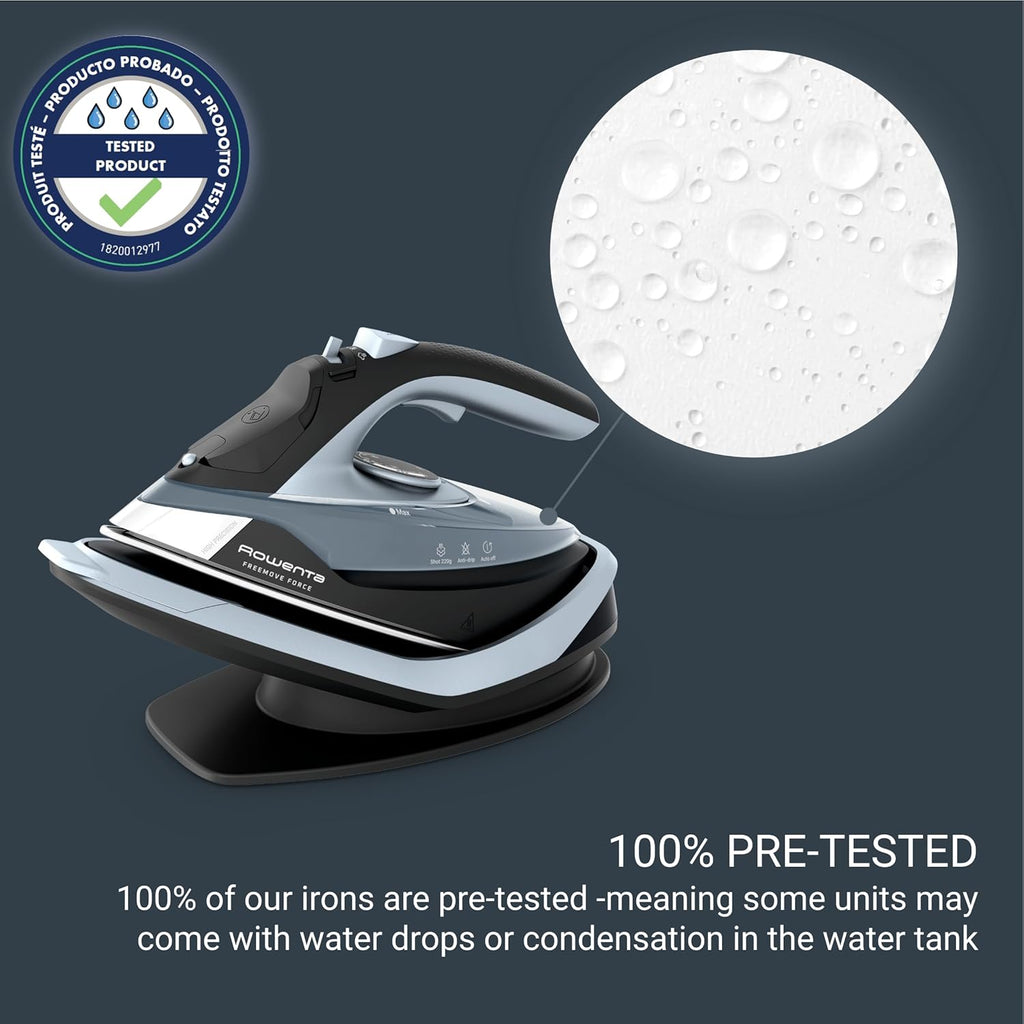 Rowenta Freemove Cordless Iron - 1600 Watts Rapid Heating Portable Steamer | Stainless Steel Soleplate, Blue
