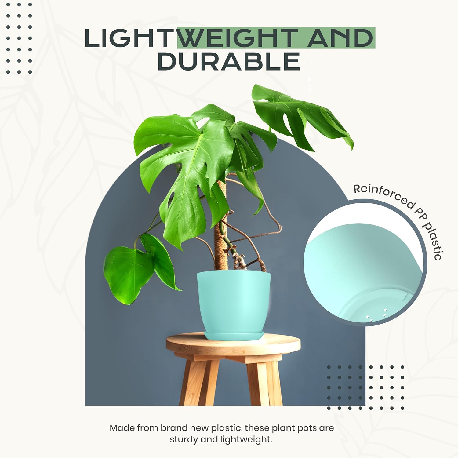 Utopia Home - Indoor Plant Pots with Drainage - 7 to 4.8 Inches in Aqua | Set of 10 Plastic Planters