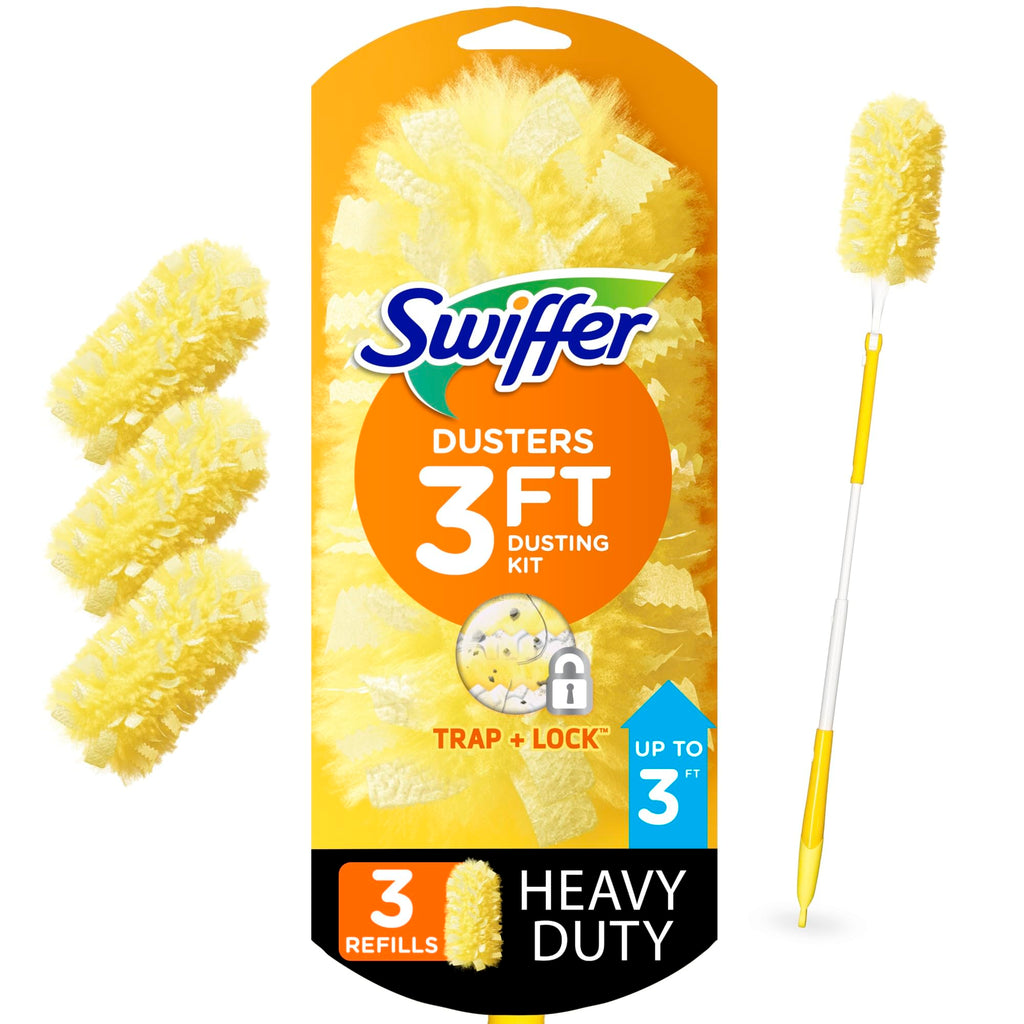 Swiffer 360 Dusters Extender Kit, 3 Unscented Dusters With Extendable handle (Packaging May Vary)