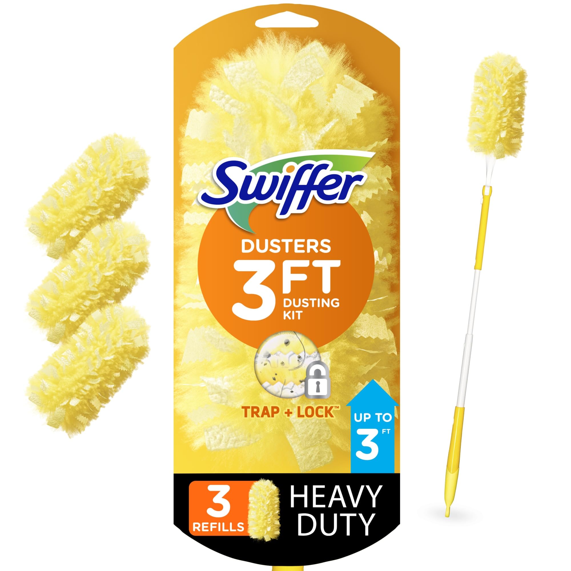 Swiffer 360 Dusters Extender Kit, 3 Unscented Dusters With Extendable handle (Packaging May Vary)