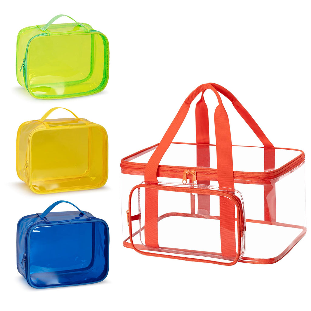 Rexmica 4 Packs Toy Storage Bag for Building Bricks, Waterproof Clear Toy Organizer Case for Magnetic Tiles, Board Games, Puzzles, Building Blocks Travel Carrying Bag