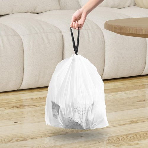KSSKSS Mini Drawstring Trash Bags - 120 Counts, 1.6 Gallon, White Bin Liners for Home & Office