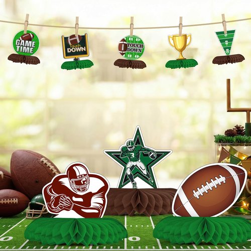 Horaldaily 10PCS Football Party Table Decoration Centerpieces, Football Game Day Honeycomb Centerpieces Table Toppers for Home Classroom School Boys Girls Baby Shower Birthday Supplies