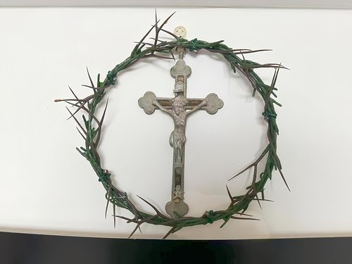 Crown of Thorns - Wearable Easter Theatrical Prop on Purple Satin | 8-Inch Diameter for Home & Church Decor