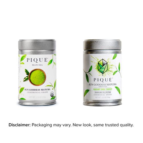 PIQUE Organic Sun Goddess Matcha Tin - Premium First Harvest Ceremonial Grade Matcha Green Tea Powder from Japan (70g/ 2.5oz)
