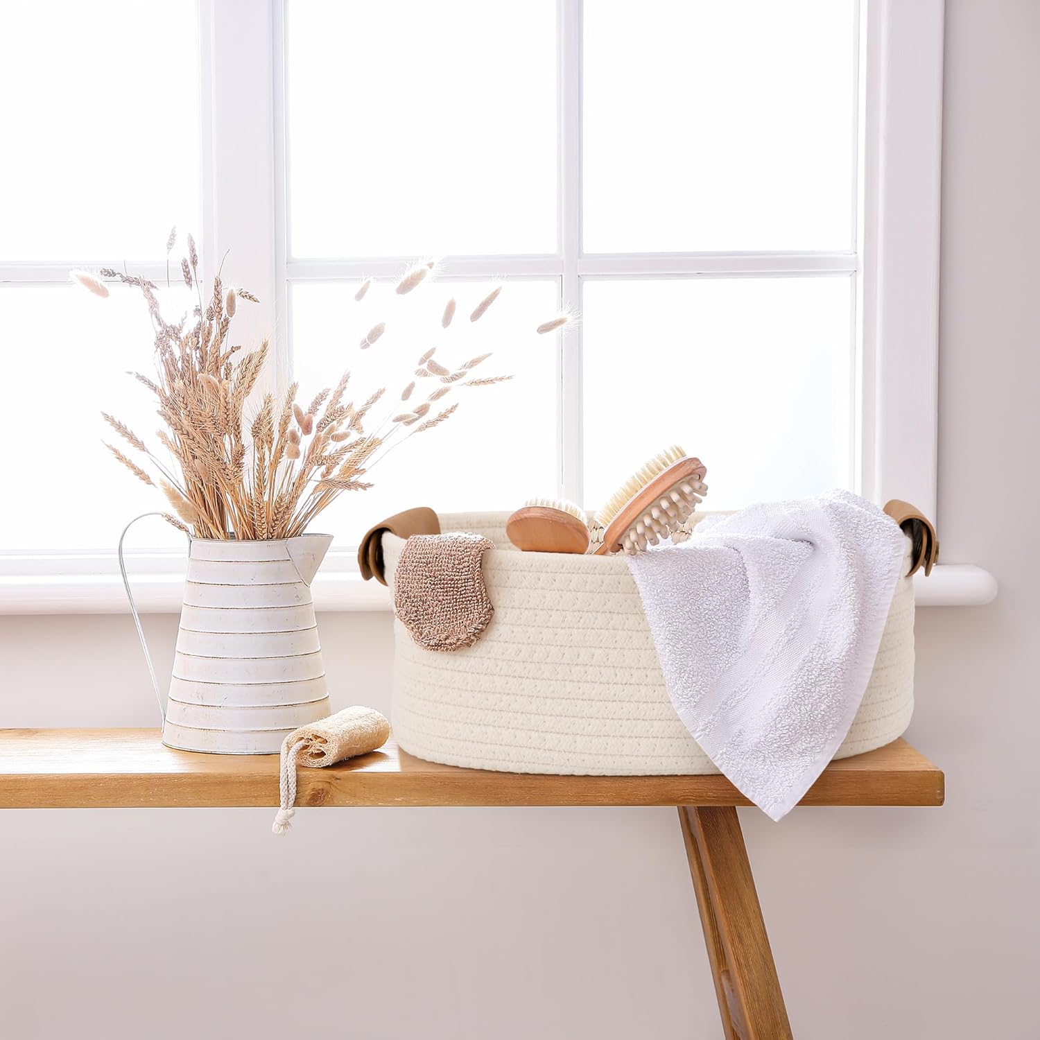 Skiennix Beautiful Storage Basket Set of 5 - Sturdy Cotton Rope Baskets for Home Organization | Perfect for Nursery & Bedroom Decor