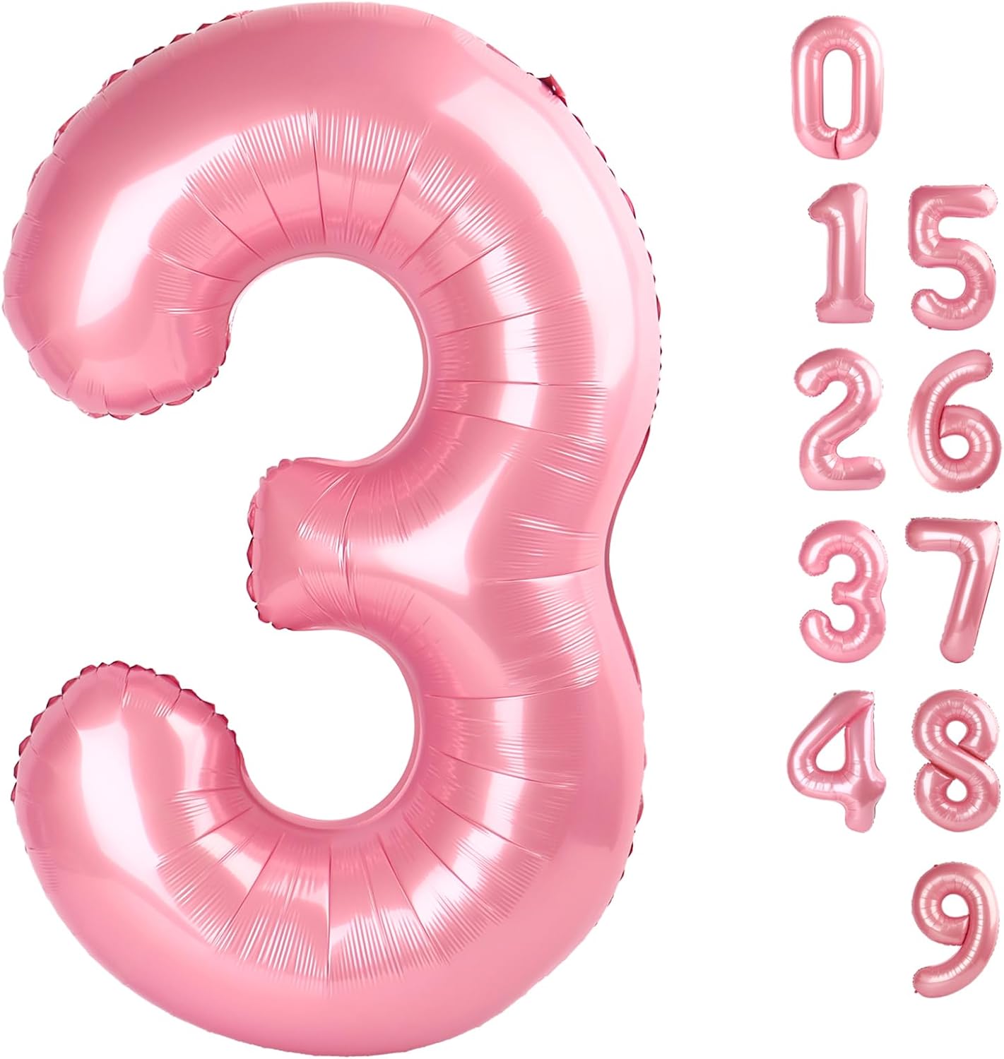 Numbers Balloon - 40 Inch Large Pastel Pink Balloon for 3rd Birthday Party Decorations