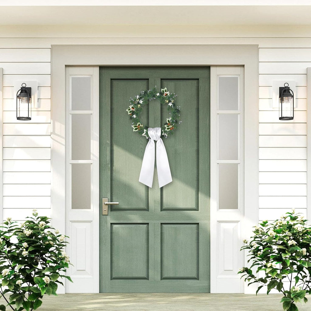 Skiennix Wreath Sash for Front Door - 4PCS Embroidery Blanks for Christmas & Wedding Decor