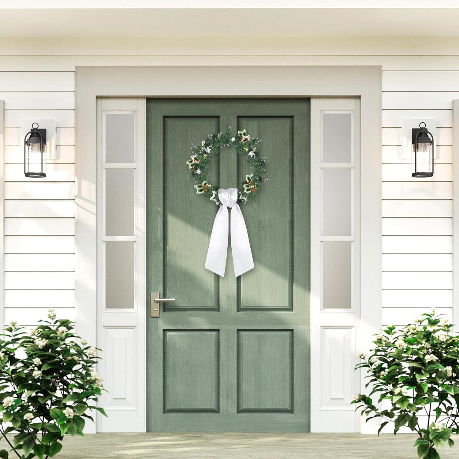 Skiennix Wreath Sash for Front Door - 4PCS Embroidery Blanks for Christmas & Wedding Decor