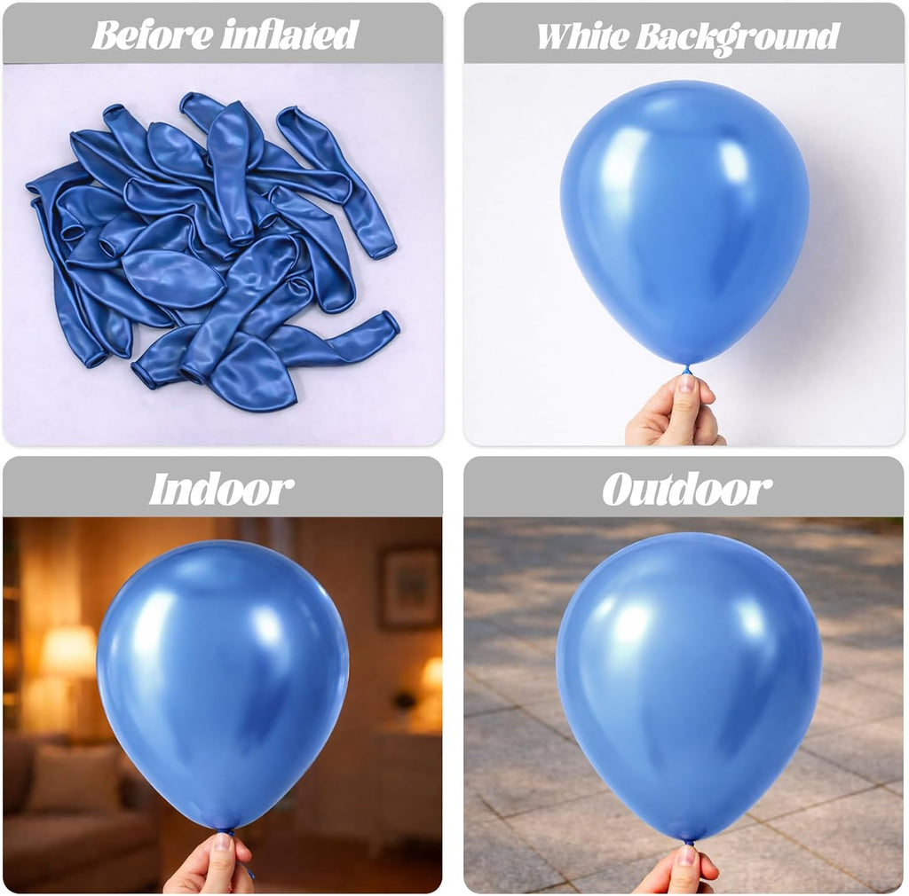 Voircoloria Metallic Blue Balloon Garland Kit - 90 Pack in Various Sizes for Graduation, Weddings & Parties