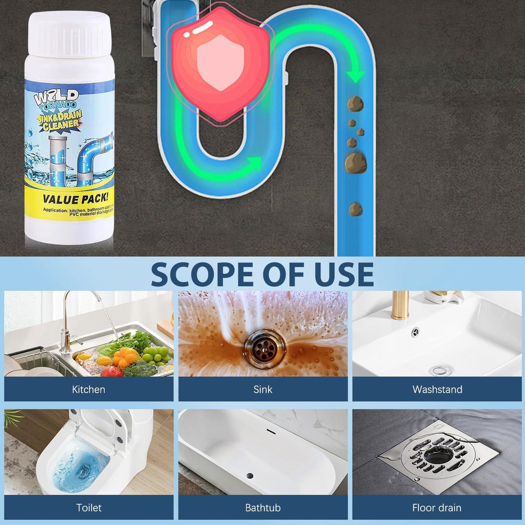 4pc Wild Tornado Pipe Dredge,Powerful Sink Cleaner for Kitchen Toilet Pipeline Quick Cleaning Tool- Wild Tornado Pipe Cleaner
