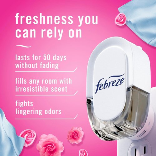 Febreze Odor-Fighting PLUG Air Freshener Refills - Downy April Fresh & Mediterranean Lavender, 4 Pack