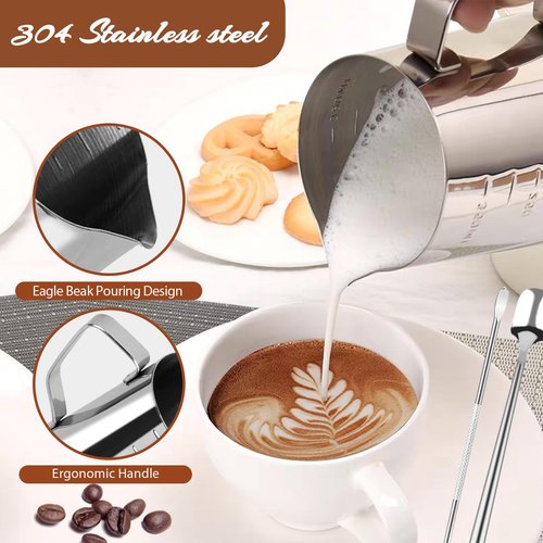 RIVKAWA 22 PCS Coffee Tamper Set, Espresso Accessories Tampers kit Barista Tools with 51mm Espresso Tamper, WDT Tool, Frothing Pitcher, Coffee Stirrer, Latte Art Pen, Tamper Mat, 16 Coffee Stencils