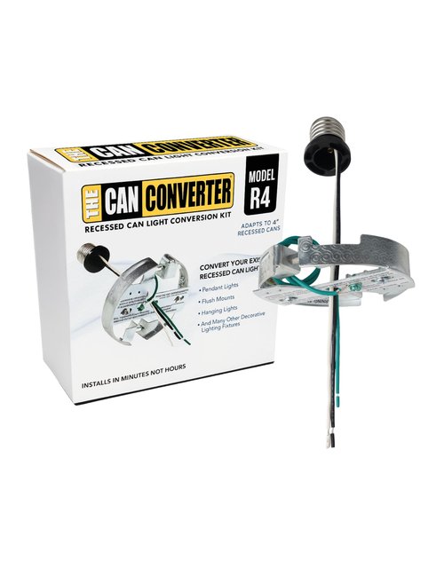 The Can Converter R4 Recessed Can Light Conversion Kit - Home Improvement for 4" Cans, Hardware Converter for Flush Mount Light, Hanging Pendant, & Light Fixture, up to 50 lbs Capacity, UL Certified