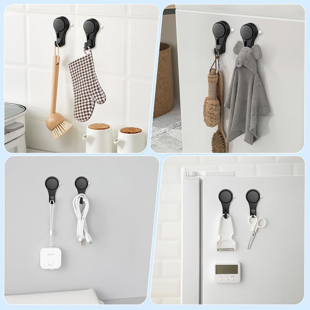 VIS'V Heavy-Duty Shower Suction Cup Hooks - Removable & Reusable, Black | 2 Pcs