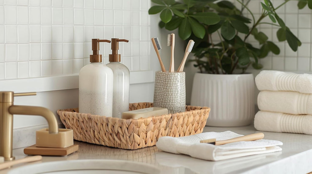 Woven Wicker Decorative Baskets by [Brand Name] - Small Rattan Tray Set for Organizing | Perfect for Gifts, Entryway, and Office
