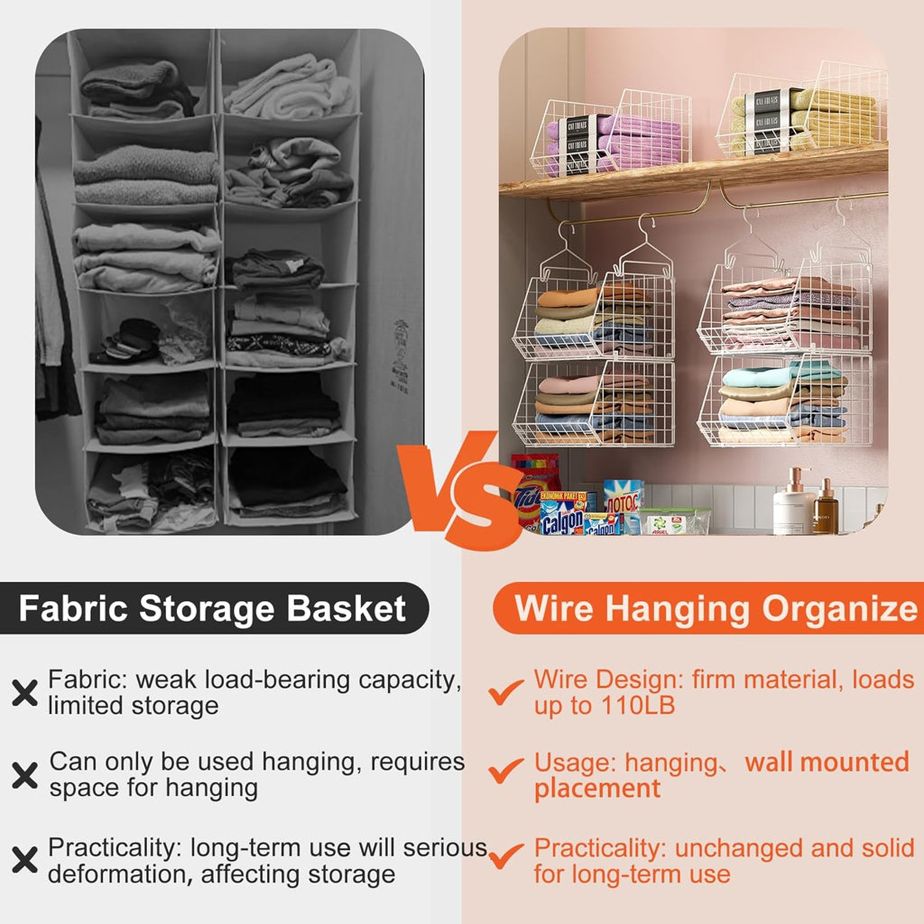X-cosrack 6-Tier Closet Hanging Organizer - Versatile Clothes Shelves with Hooks for Shoes & Accessories