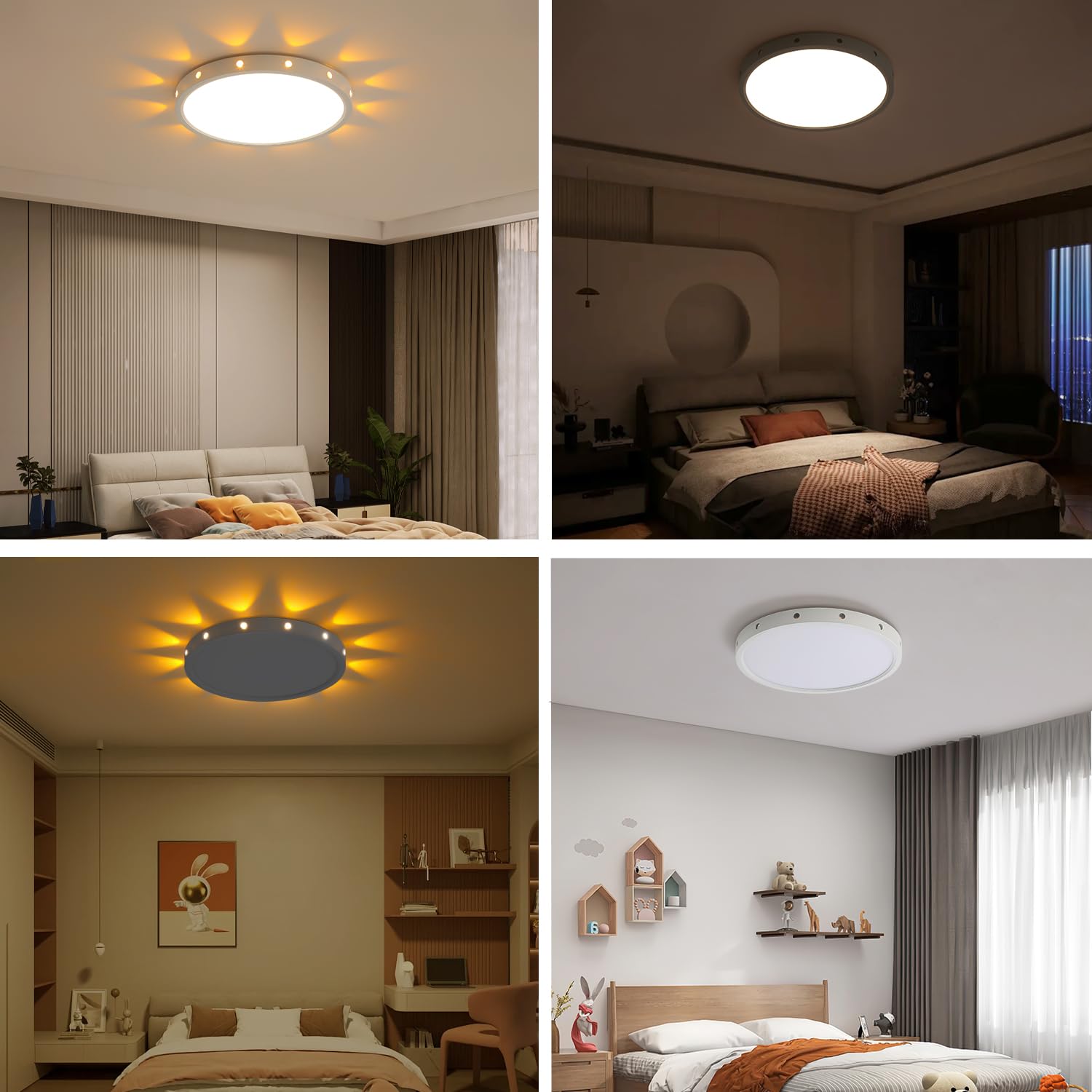 Anmaice 12in 24Watt Flush Mount led Ceiling Light fixtures.Remote Control Dimmable Ceiling Lights for Bedroom, Dining Room, Kitchen, Round White